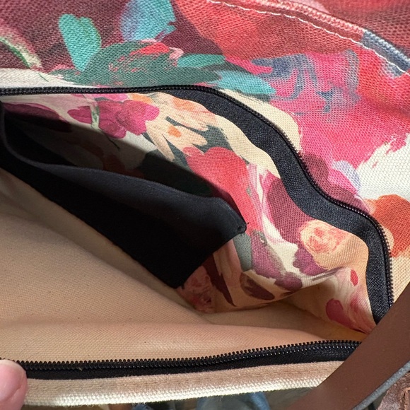 Emerge Floral Canvas Tote with Brown Leather Straps - Picture 10 of 10